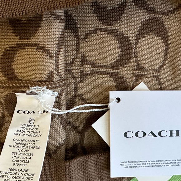 COACH SIGNATURE KNIT BEANIE:NWT KHAKI - Picture 7 of 10